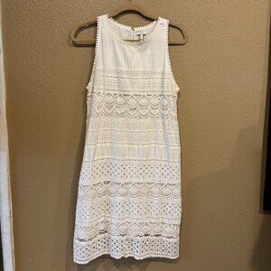Joie White Cotton Eyelet Sleeveless Shift Dress | Size M